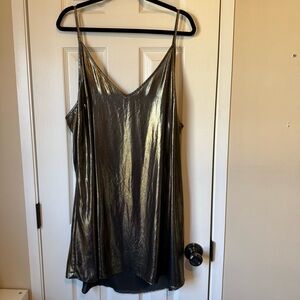 ASOS Metallic Gold Camisole Dress Size 14